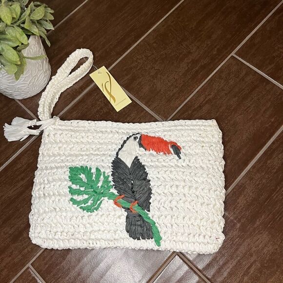Collection18 Ivory paper Tucan Clutch - Picture 1 of 7